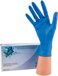 Перчатки нитриловые смотровые Cerebrum, размер L Голубые 50 пар
