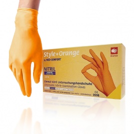 Перчатки нитриловые текстурированные Ampri Style, размер S, Оранжевый