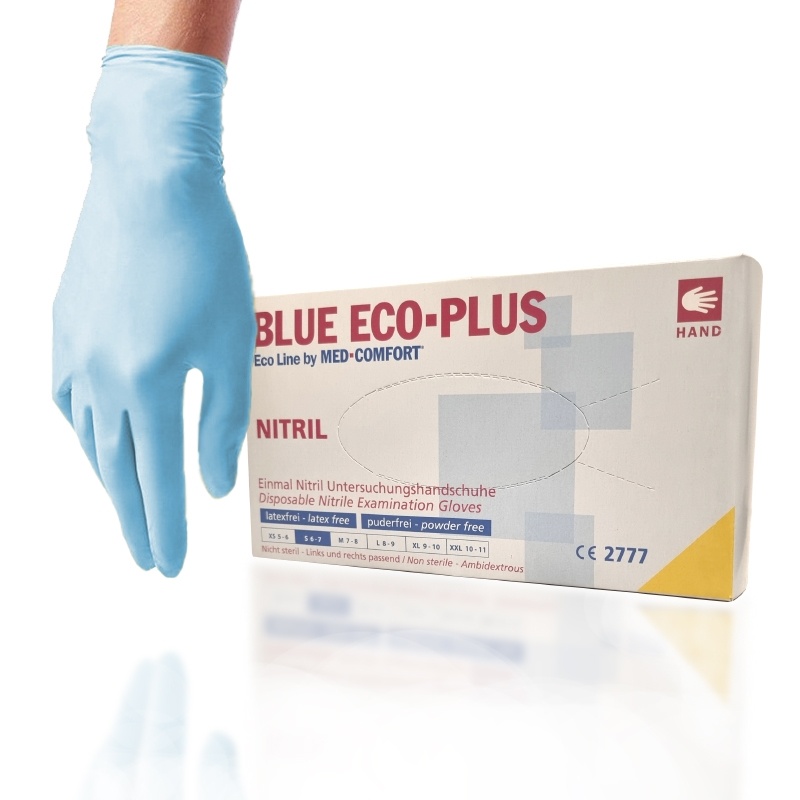 Перчатки нитриловые текстурированные Ampri Eco-Plus, размер S, Голубой фото 1